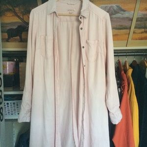 Blush Pink Button Down Dress with Pockets